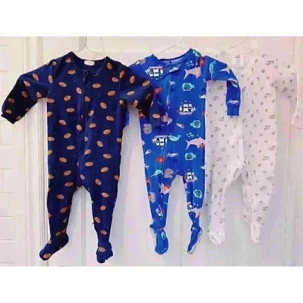 3 Baby Onesies with Feet Sized 6-9 months